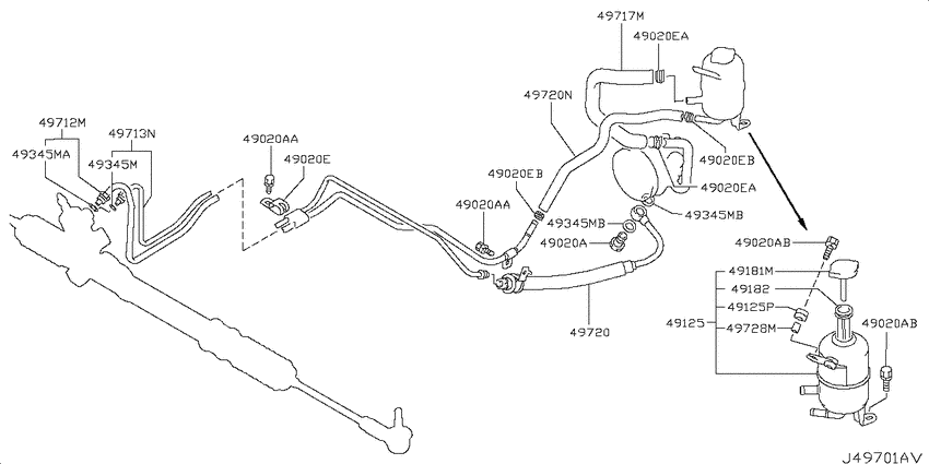 Power steering piping
