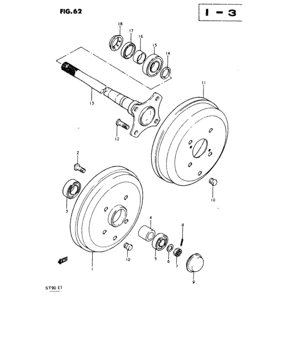 Brake drum - axle shaft