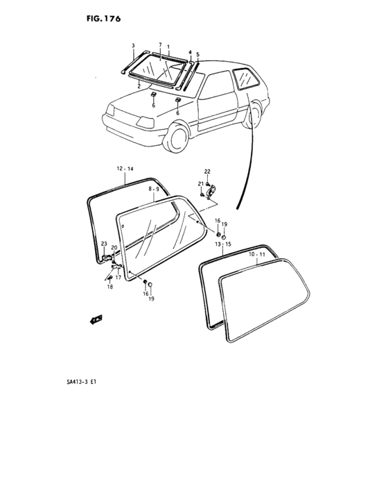 Windshield glass and quarter window