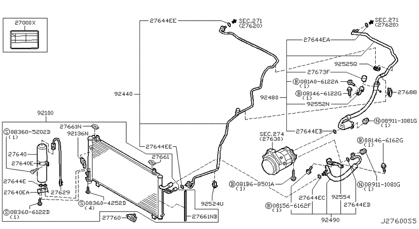 Condensor, liquid tank