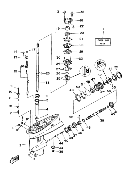Lower casing drive