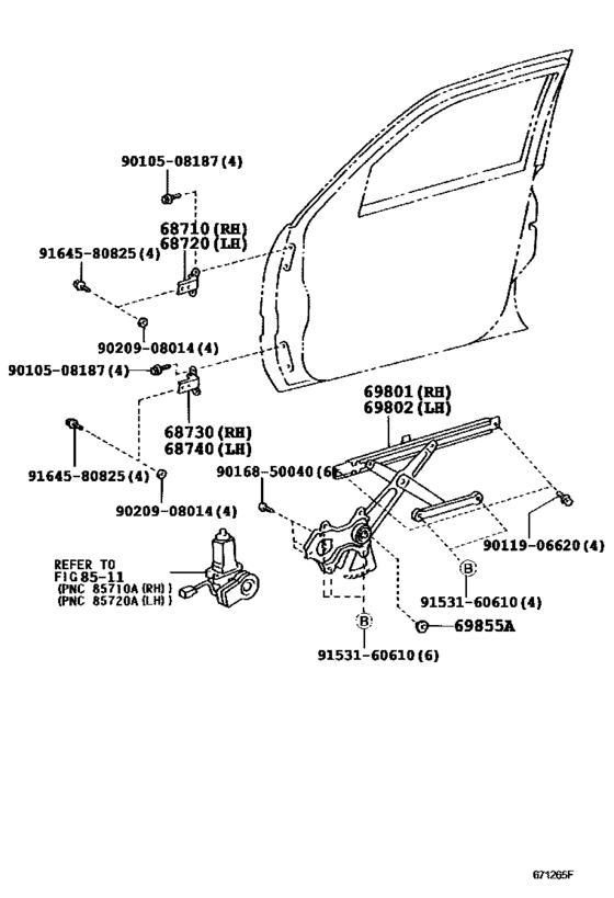 Front Door Window Regulator & Hinge