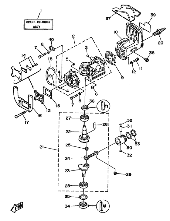 Crankcase, cylinder & piston