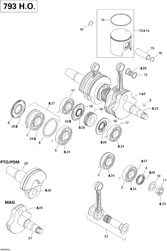 01- crankshaft and pistons 793ho