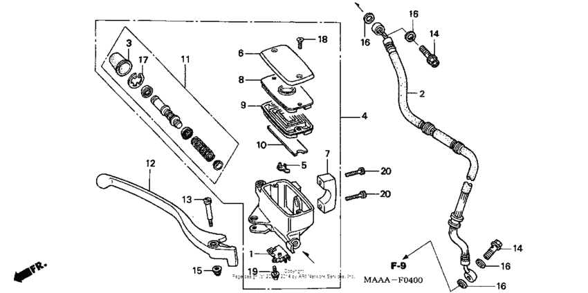 Front brake master cylinder