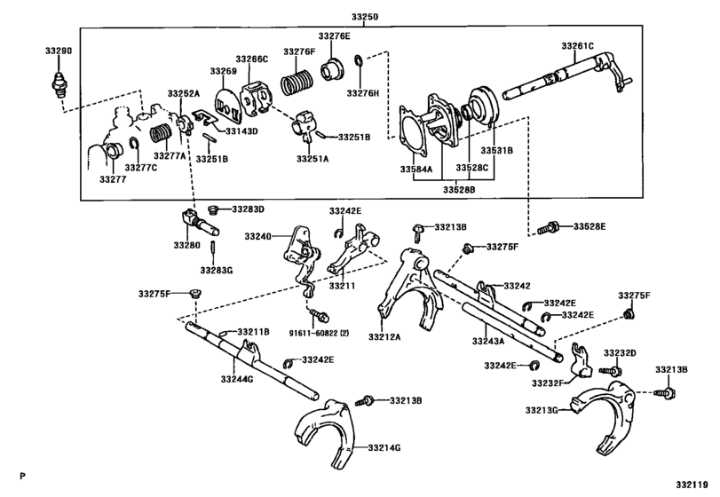 Gear Shift Fork & Lever Shaft (Mtm)
