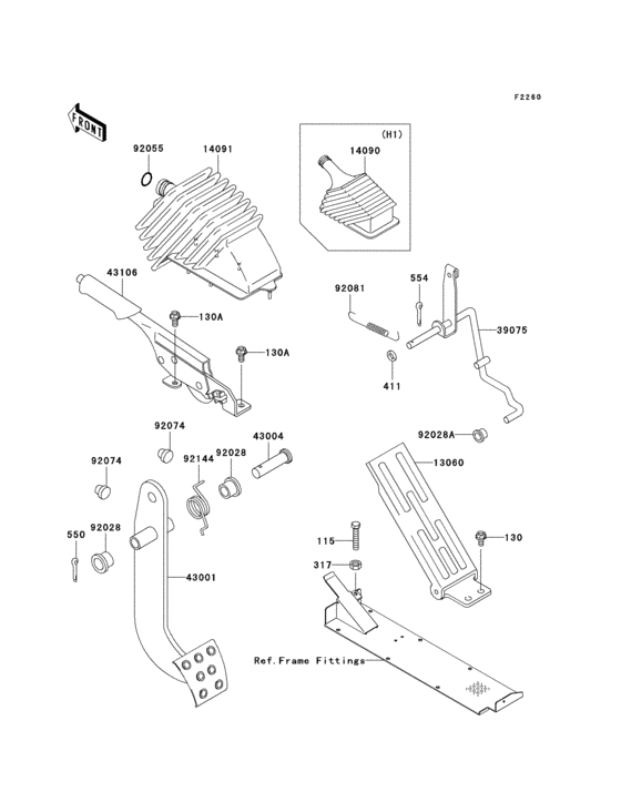 Brake pedal/throttle lever