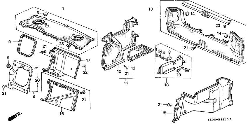 Rear tray/trunk lining