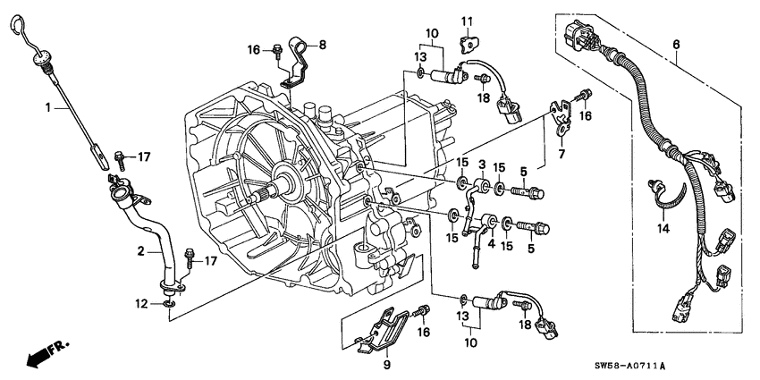 Oil level gauge/harness
