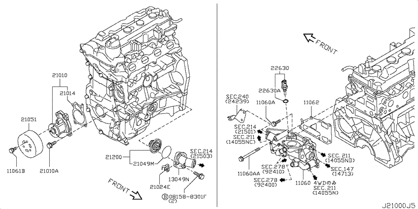 Water pump, cooling fan & thermostat