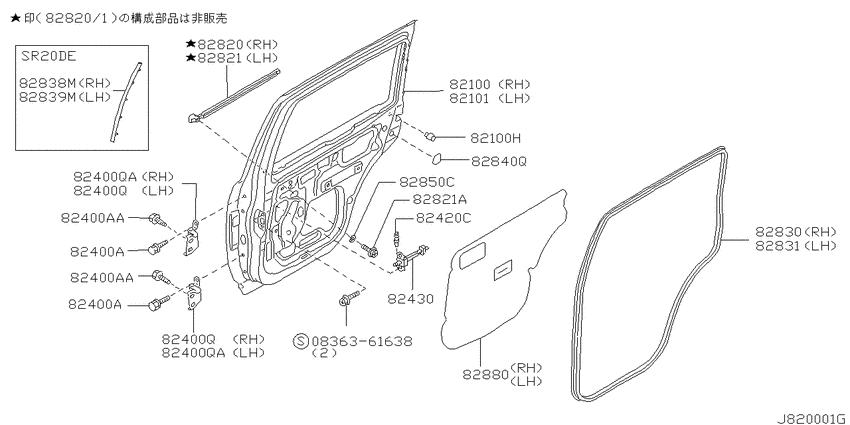 Rear door panel & fitting