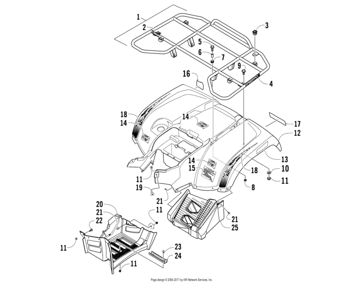 Rear Rack, Body Panel, And Footwell Assemblies