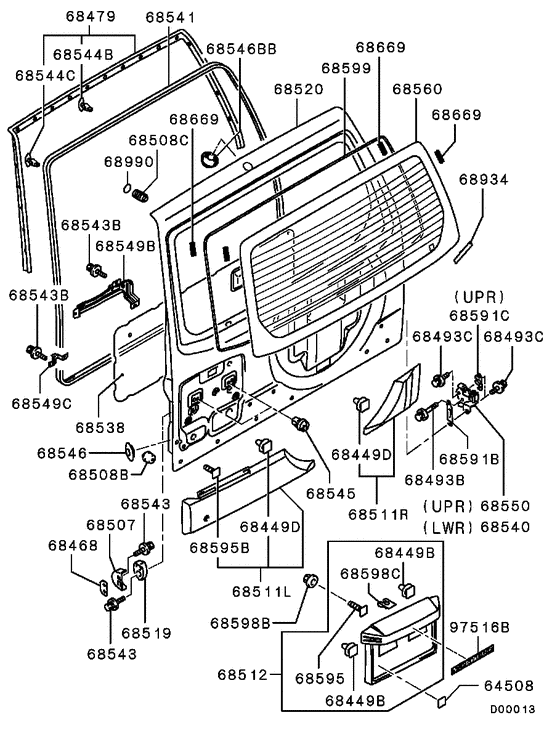 Back door panel & glass