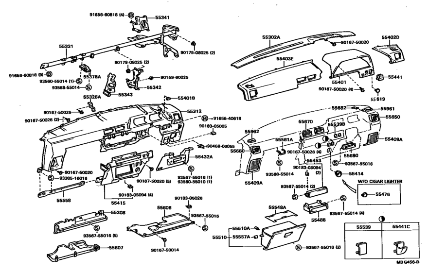 Как снять панель тойота калдина Instrument Panel & Glove Compartment для Toyota CARINA AT150, год: 1984 - 1988. 