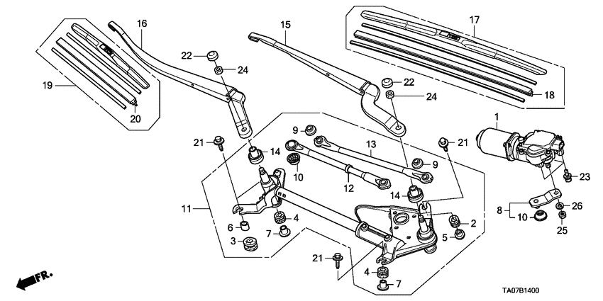 Front windshield wiper