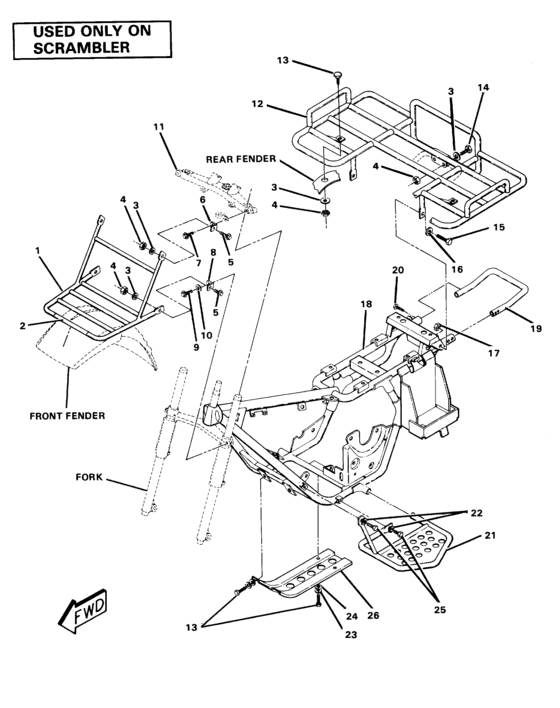 Frame assembly with racks-scrambler