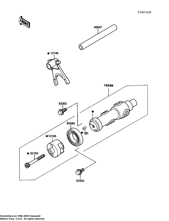 Gear change drum/shift fork