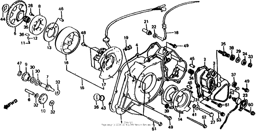 Left crankcase cover + alternator + sub-transmission cover