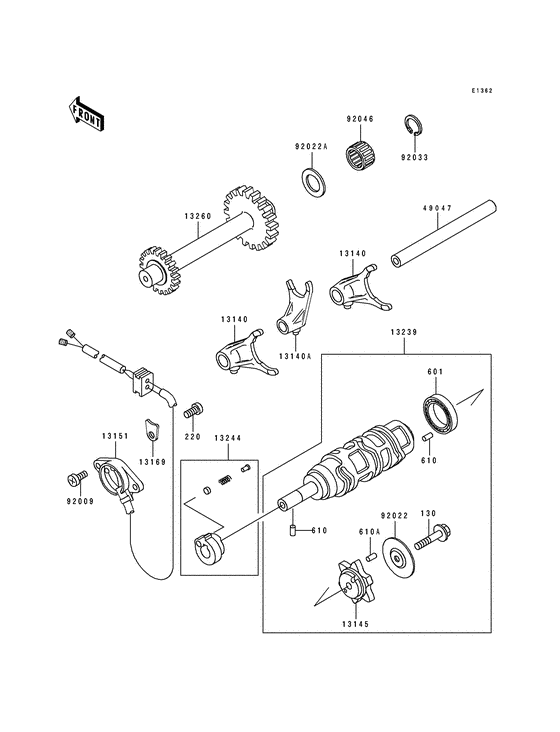 Gear change drum/shift fork