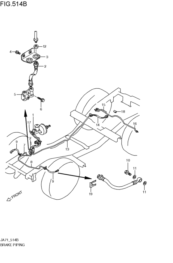 brakes piping for 1985 1987 Suzuki JIMNY JA71C Japan sales region
