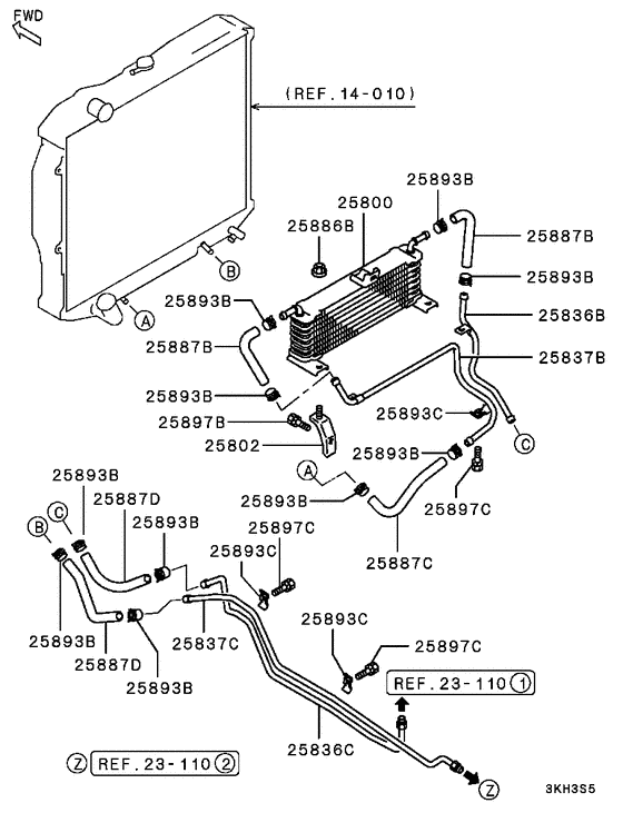 A/t oil cooler & tube