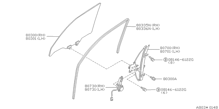 Front door window & regulator