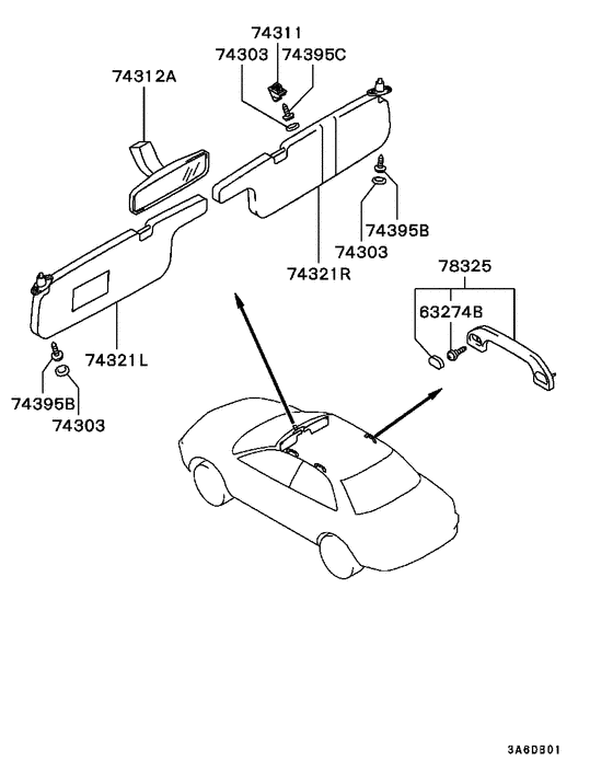 Mirror,grips & sunvisor