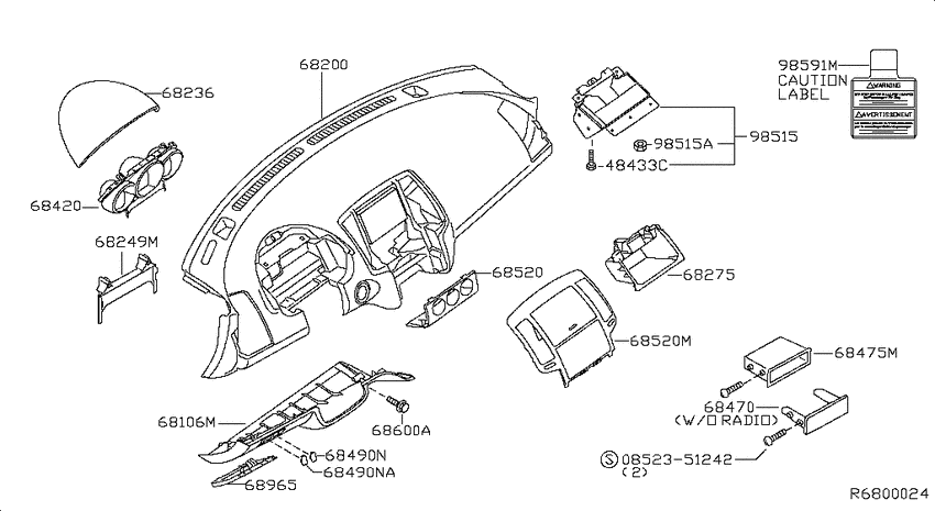 Instrument panel, pad & cluster lid