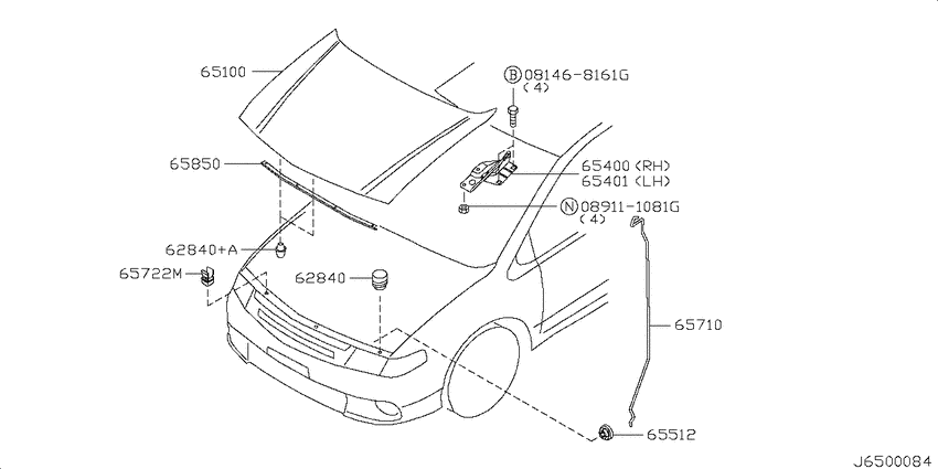 Hood panel, hinge & fitting