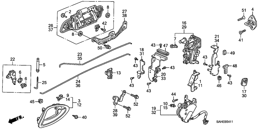 Rear door locks/ outer handle