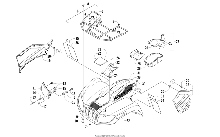 Front Rack, Body Panel, And Headlight Assemblies