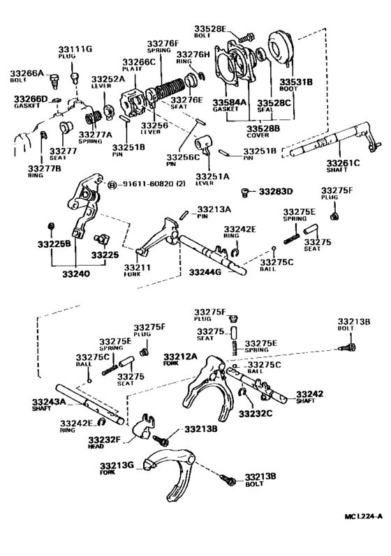 Gear Shift Fork & Lever Shaft (Mtm)