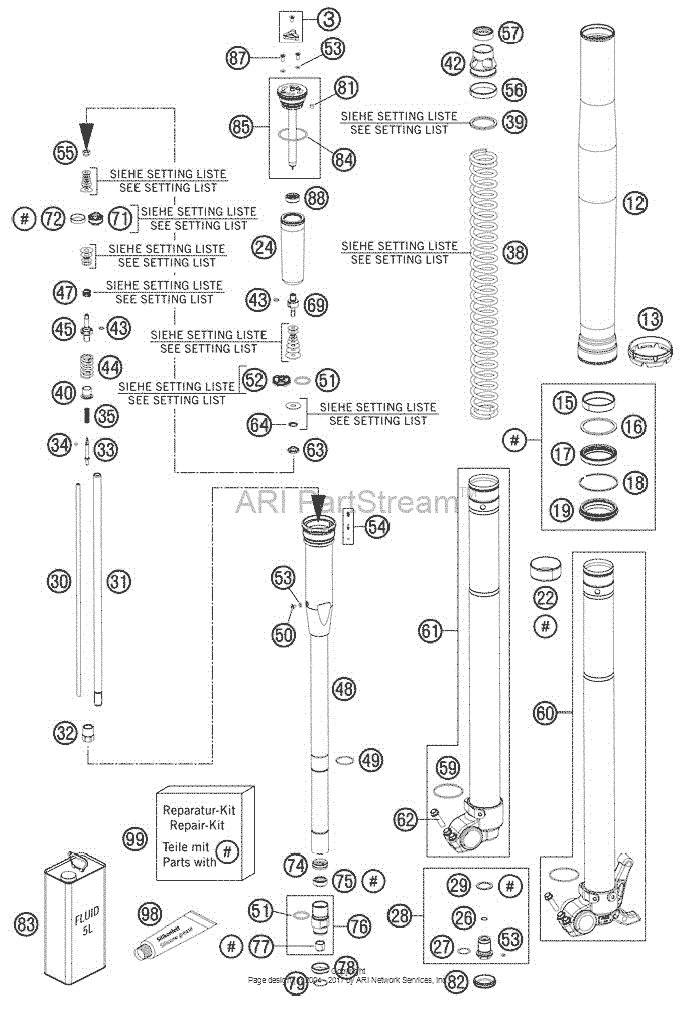 Front Fork, Disassembled