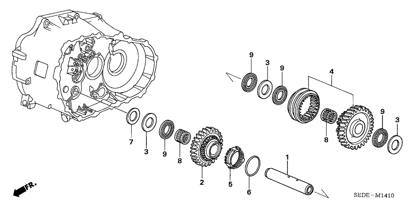 Reverse gear shaft