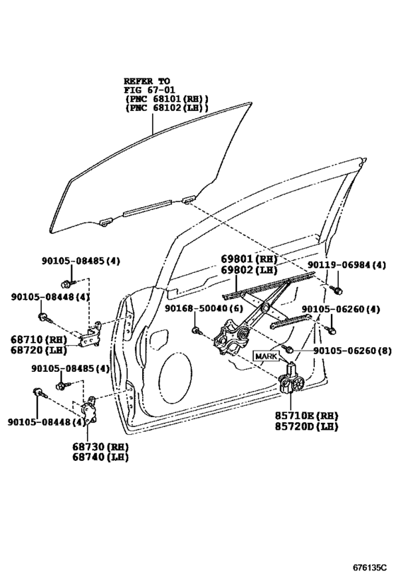 Front Door Window Regulator & Hinge