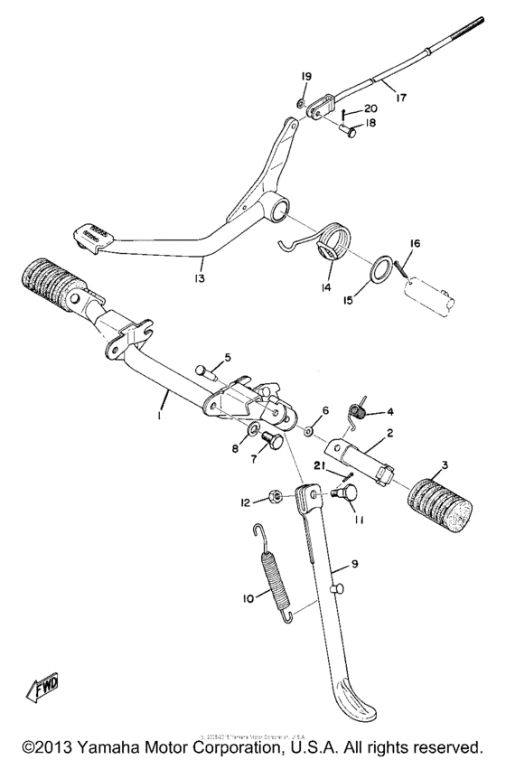 Stand,foot rest & rear brake pedal