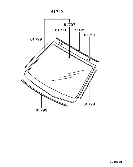 Windshield glass & moulding