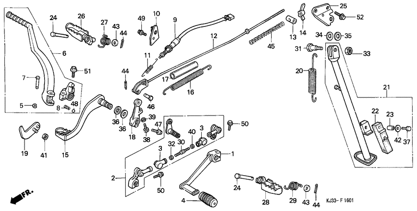 Pedal/kick starter arm