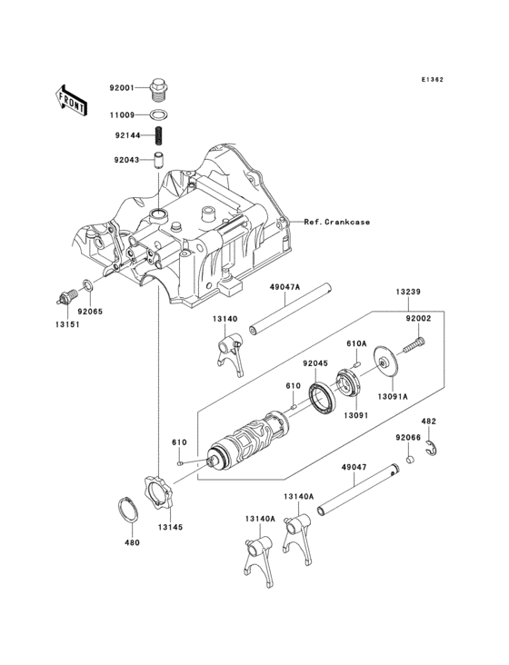 Gear change drum/shift fork(s)
