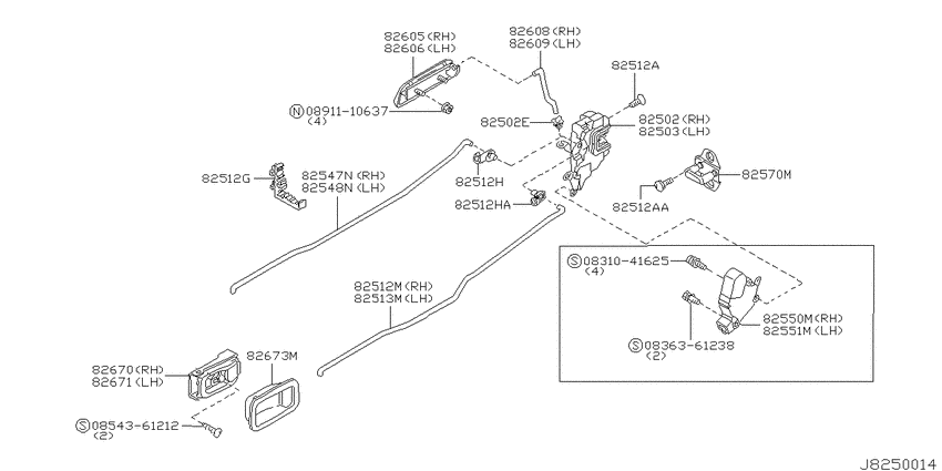 Rear door lock & handle