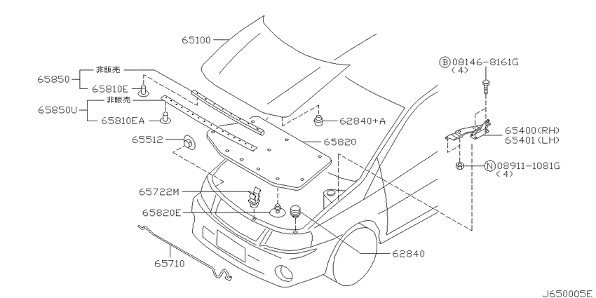 Hood panel, hinge & fitting