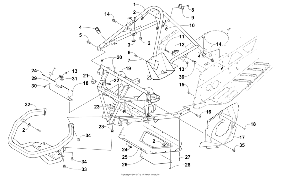 Front Bumper, Frame, And Steering Support Assembly