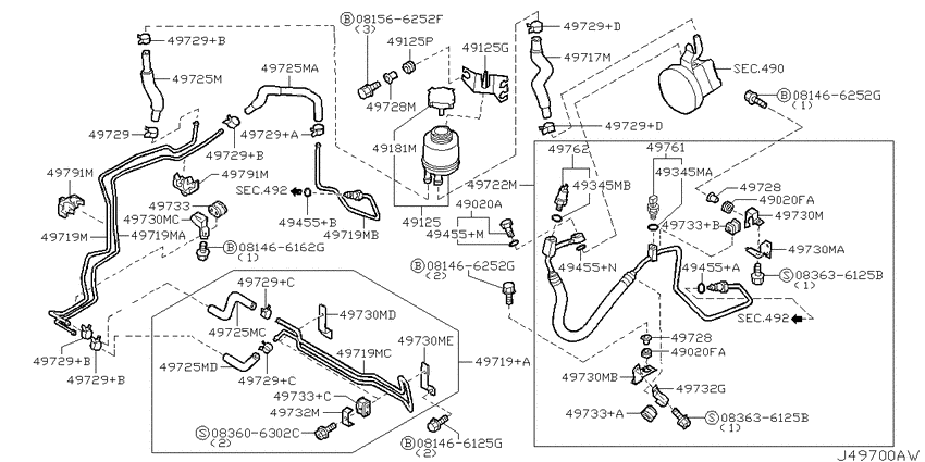 Power steering piping