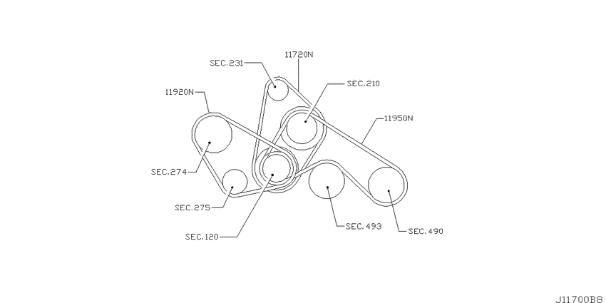 Fan,compressor & power steering belt