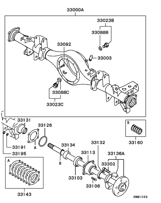 Rear axle housing & shaft
