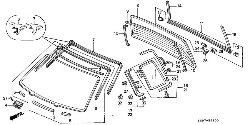 Front windshield/ rear windshield