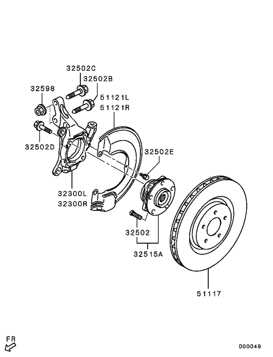 Front axle hub & drum