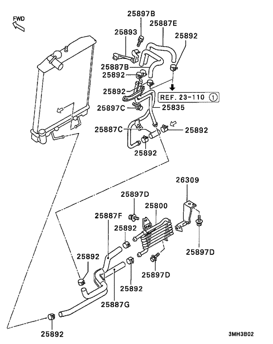 A/t oil cooler & tube