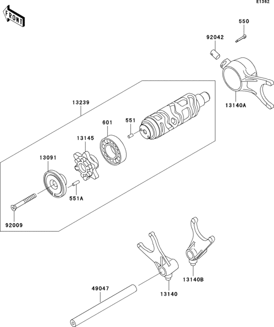 Gear change drum/shift fork(s)