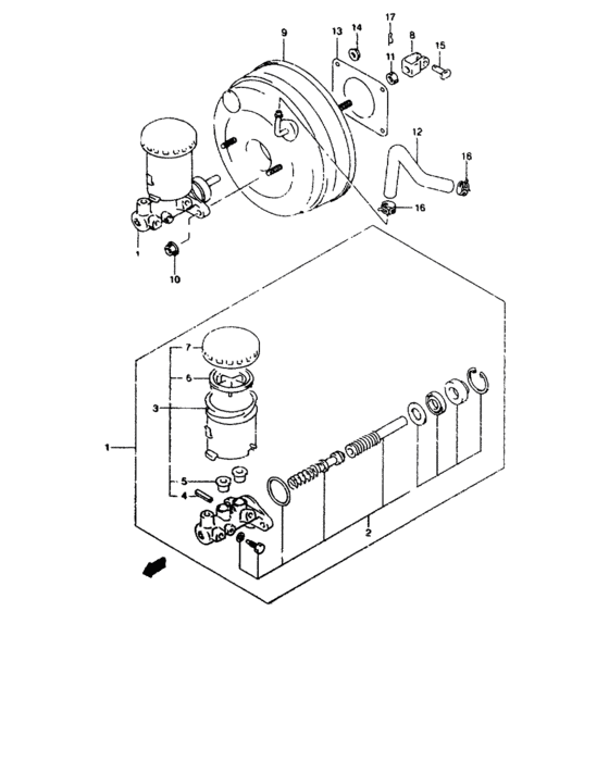 B brake master cylinder